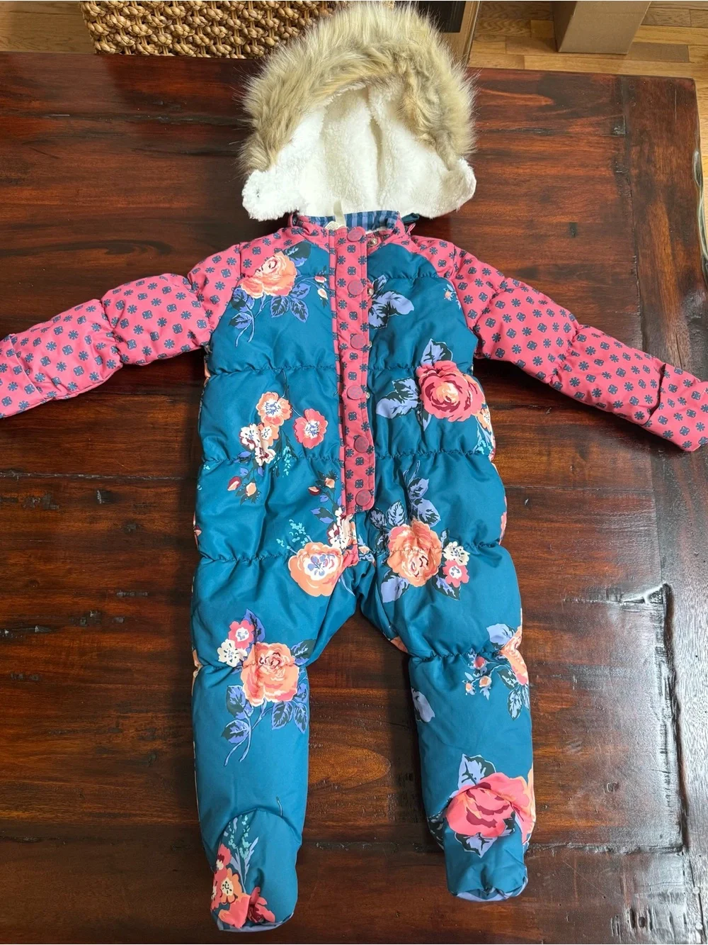 NWOT Matilda Jane Rosy Cheeks Floral Footed Snowsuit Size 12-18 Months